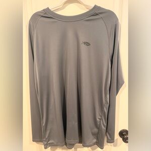AFTCO T-Shirt Mens Size XL Gray Long Sleeve Crew Neck Performance Fishing Tee